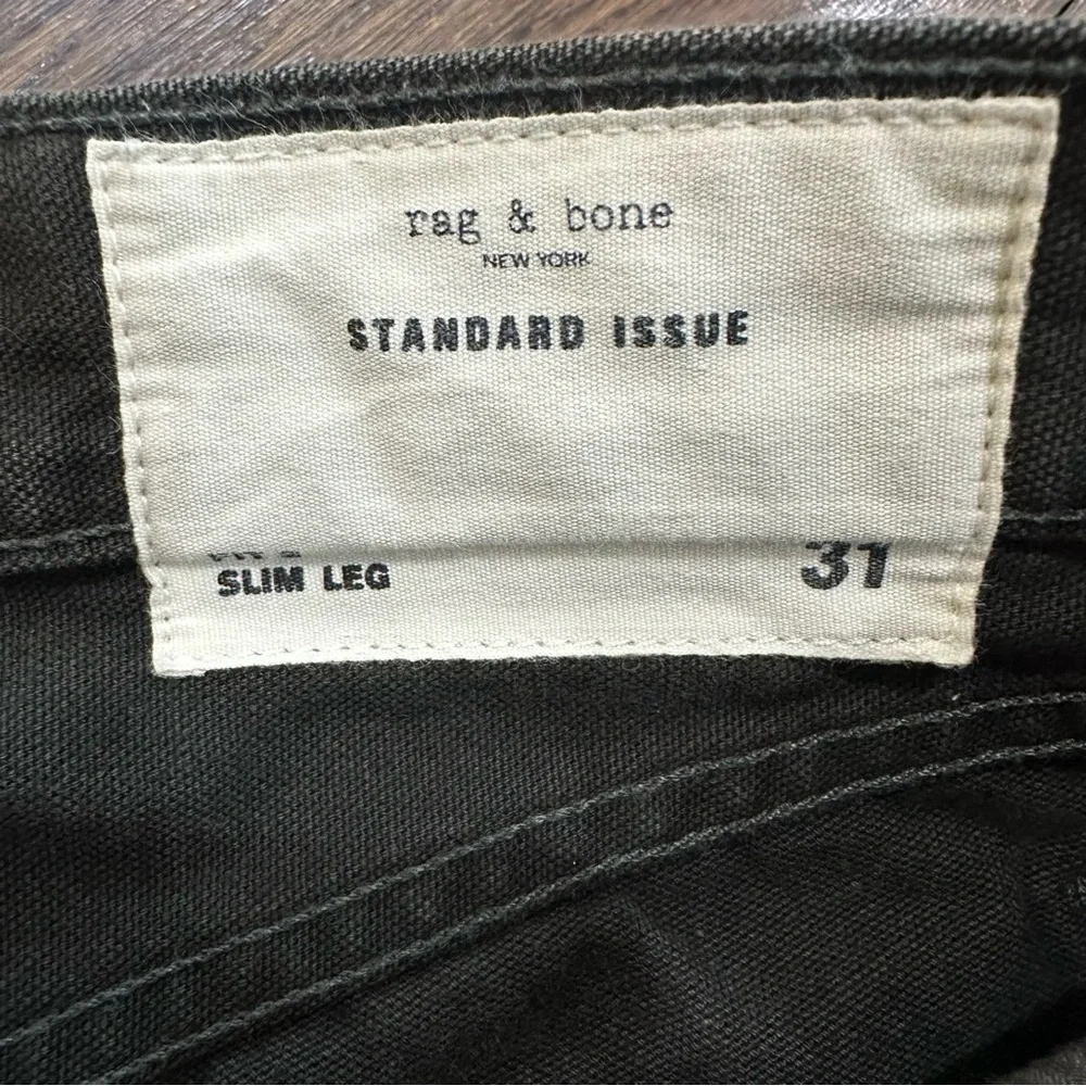 rag & bone Men's Dark Green olive Slim Jeans - Picture 3 of 11